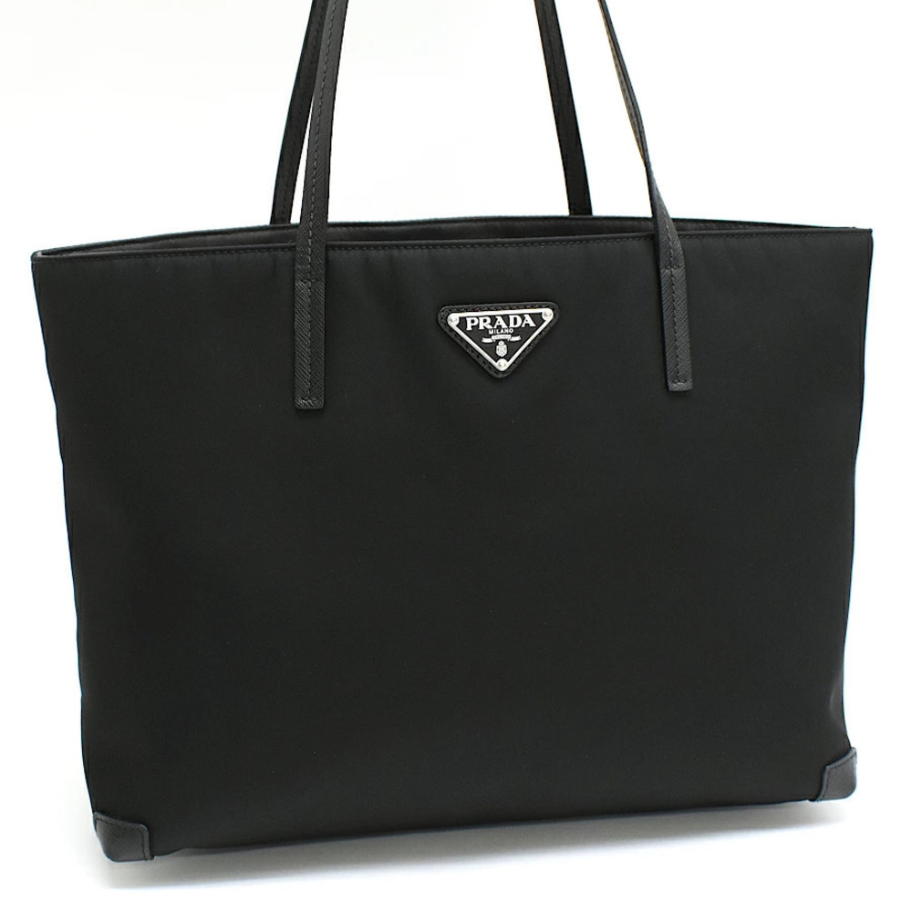 Prada Shoulder Tote Bag TESSUTO SAFFIANO Nero Black Triangle Plate